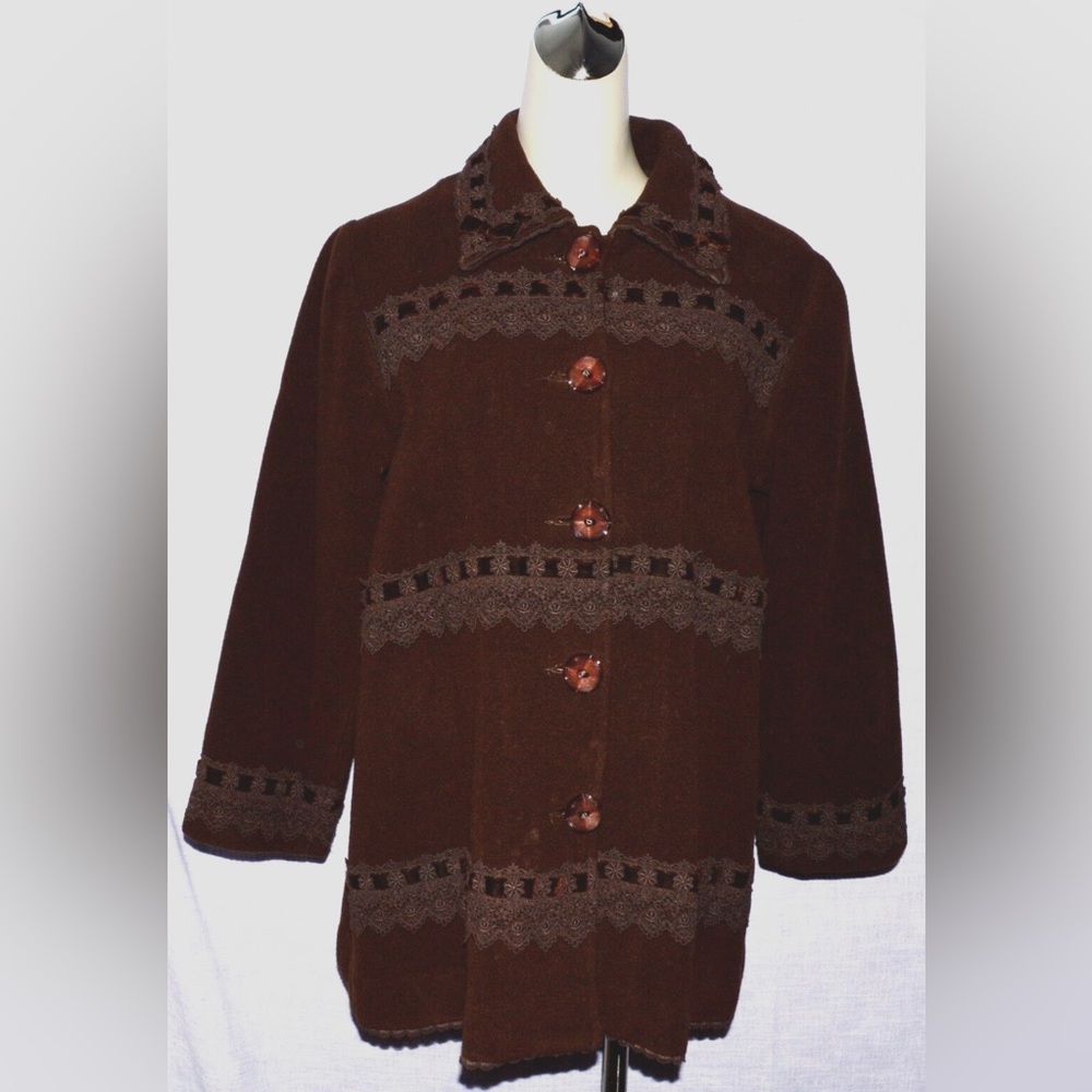 VABENE SZ PM PETITE MEDIUM 150/68 DARK BROWN WOOL COAT JACKET FALL WINTER